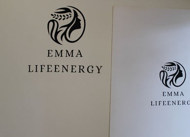 Emma Lifeenergy In Milian London Beauty Salon logo displayed on wall at Beckenham, England, GB.