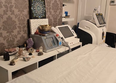 Modern treatment room at Emma Lifeenergy, Beckenham, England, GB featuring advanced wellness equipment.