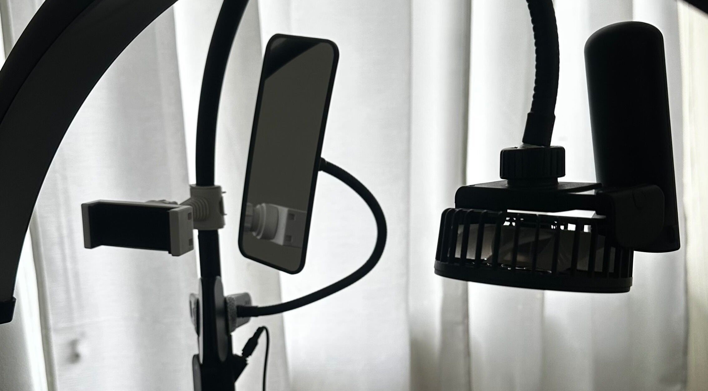 Professional lighting and phone holder at ML Kingston, Kingston, St. Andrew Parish, JM.