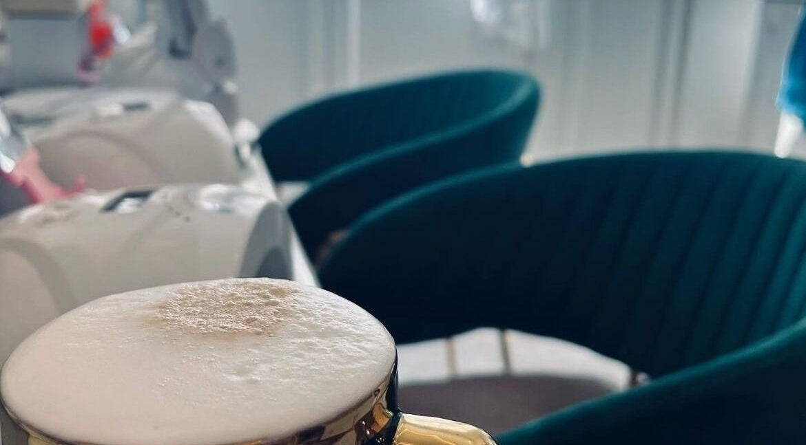 Enjoy a luxury cappuccino in the cozy seating area at Fran’s Nail Boutique, Il-mosta, MT.