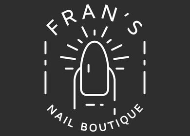 Logo of Fran’s Nail Boutique in Il-mosta, MT. Features a stylish nail design in monochrome.