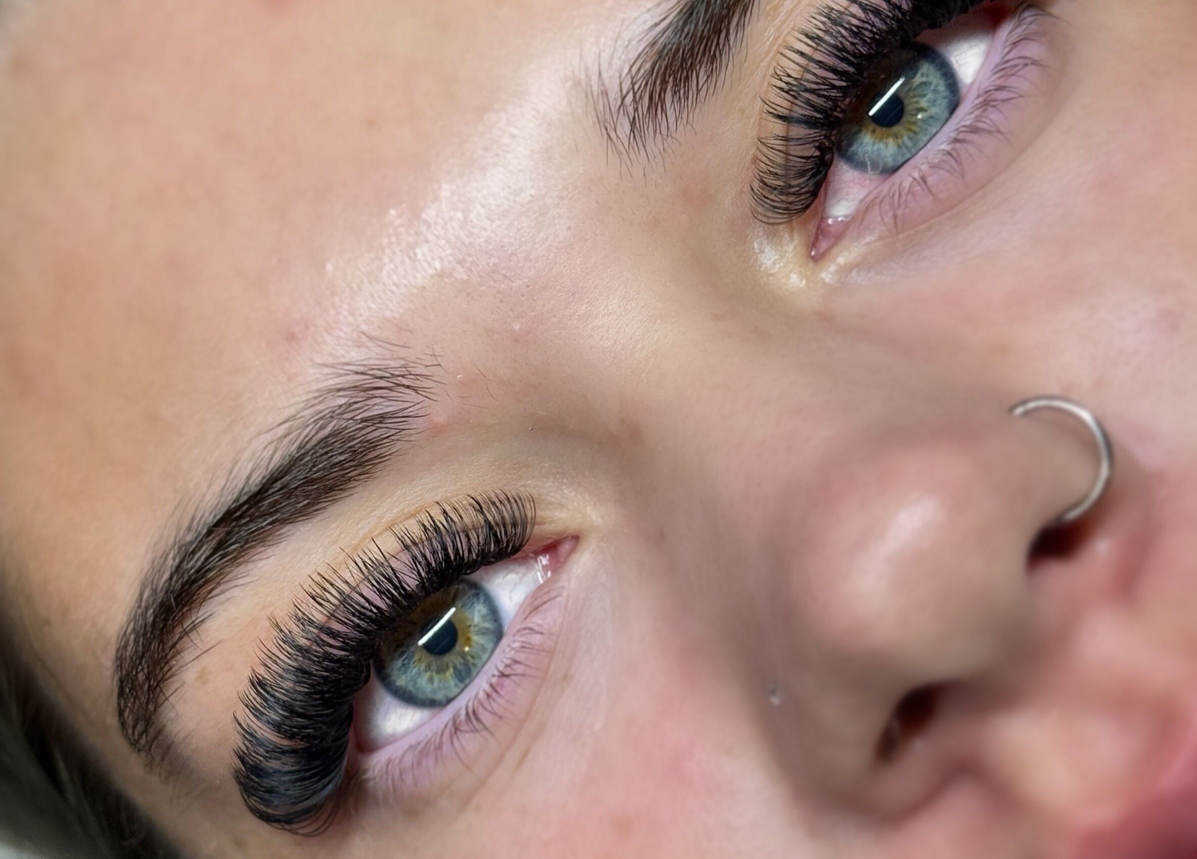 Close-up of eyelash extensions at The Studio by Sian, Whitehaven, England, GB. Showcasing detailed lash work.