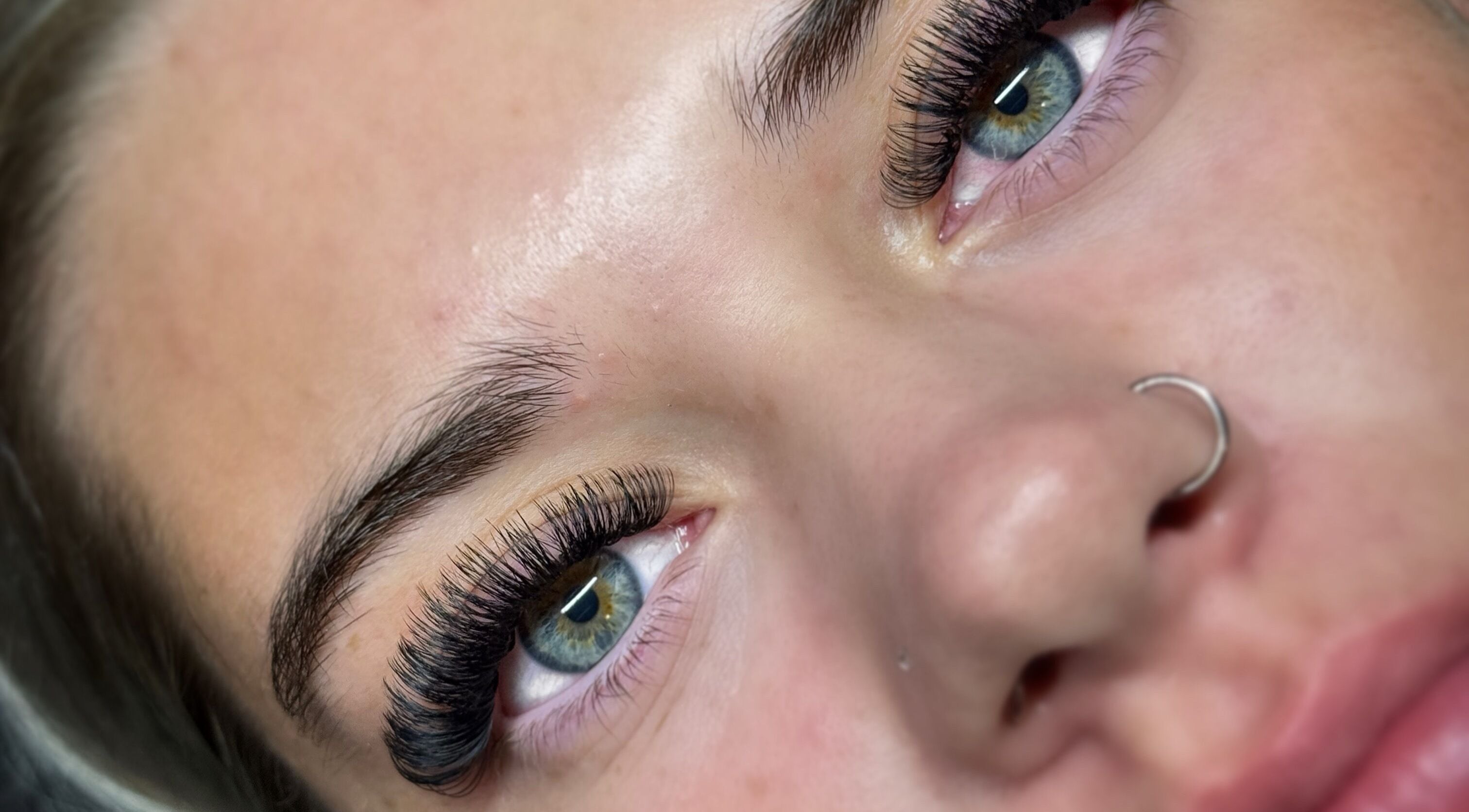 Close-up of eyelash extensions at The Studio by Sian, Whitehaven, England, GB. Showcasing detailed lash work.