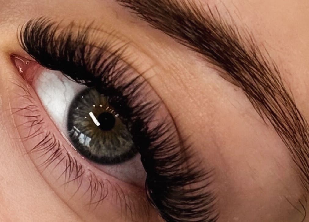 Close-up of eye with lush eyelashes at The Studio by Sian in Whitehaven, England, GB.