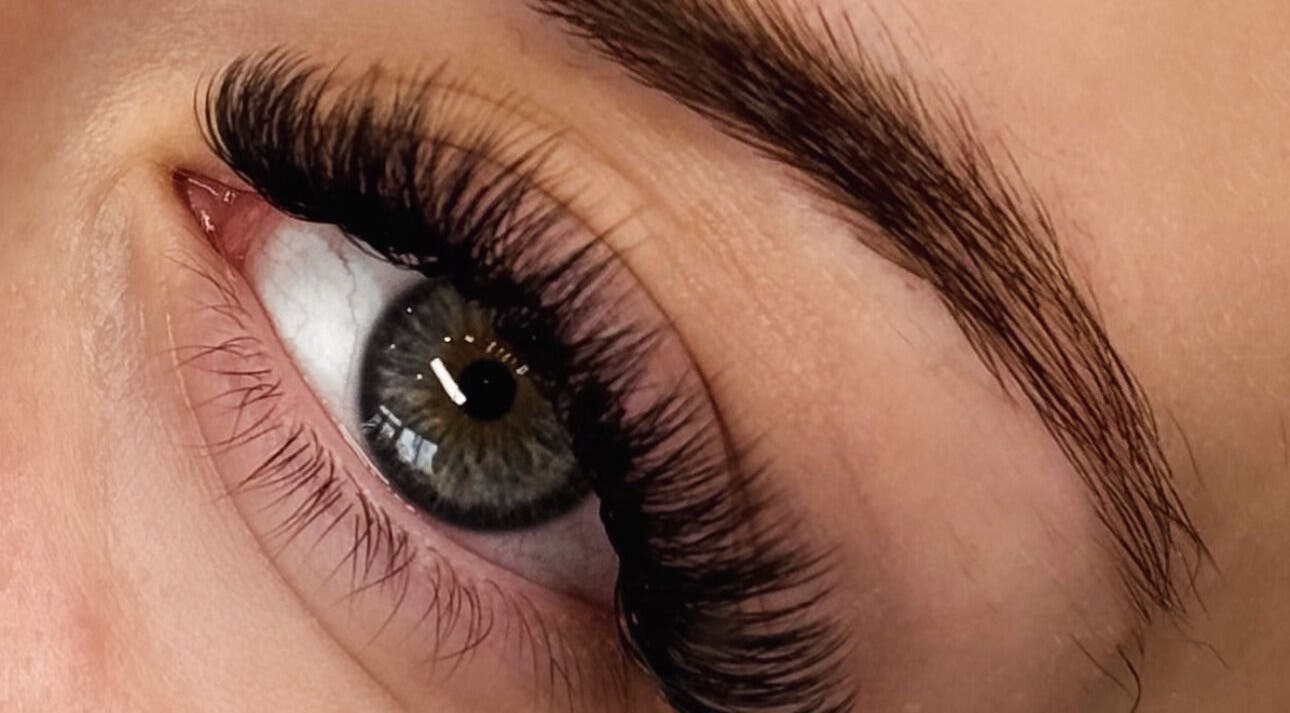 Close-up of eye with lush eyelashes at The Studio by Sian in Whitehaven, England, GB.