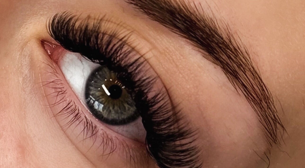 Close-up of eye with lush eyelashes at The Studio by Sian in Whitehaven, England, GB.
