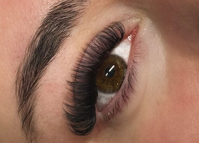 Close-up of glamorous eyelash extensions at The Studio by Sian, Whitehaven, England, GB.