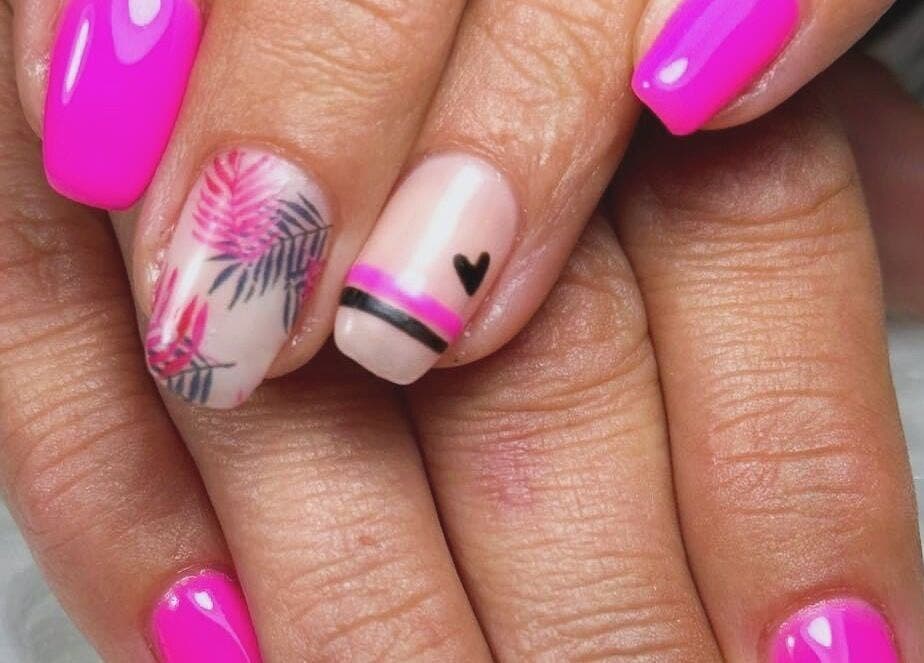 Bright floral nail art at Nail It By Lola in Cape Town, Western Cape, ZA.