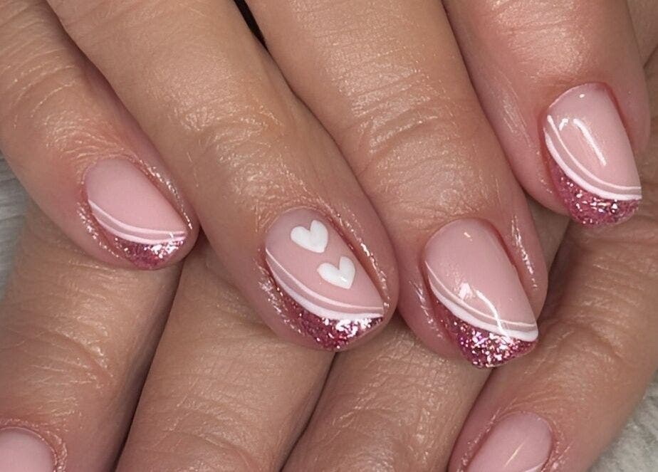 Stylish pink glitter nail design at Nail It By Lola, Cape Town, Western Cape, ZA.