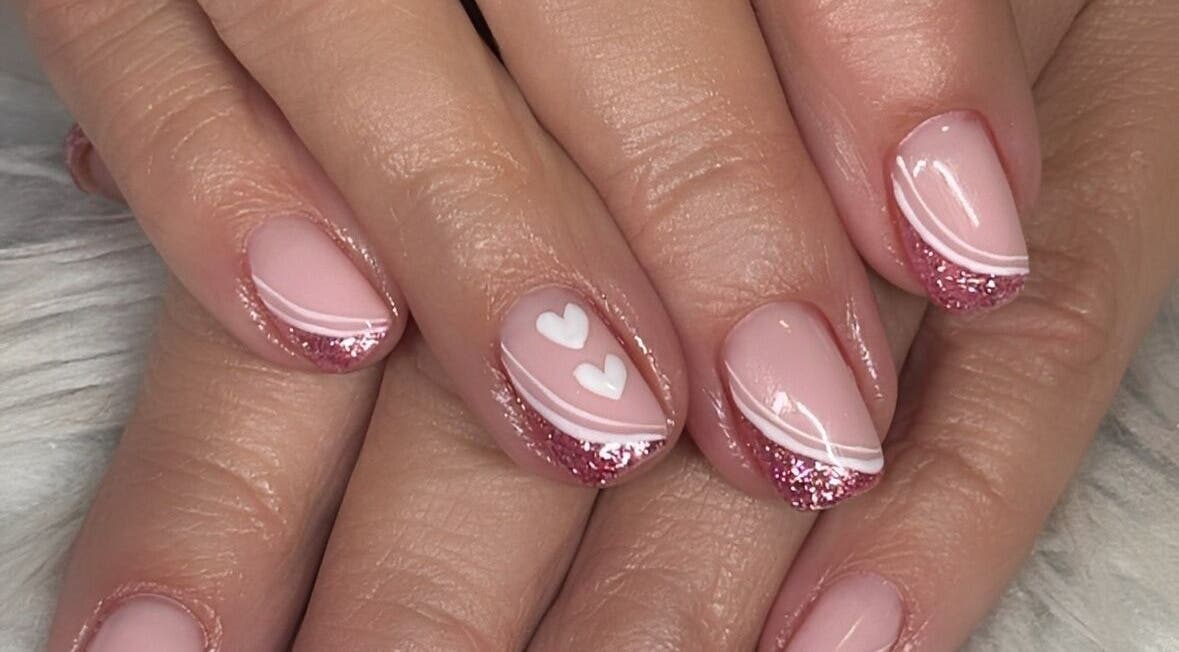 Stylish pink glitter nail design at Nail It By Lola, Cape Town, Western Cape, ZA.