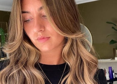 Stylish hair with highlights at Eve McDade Hair, Harrogate, England, GB.