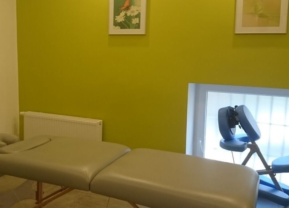 Gabinet masażu Alan Med Gabinet Rehabilitacji I Masażu w Kraków, Województwo Małopolskie, PL z zielonymi ścianami.