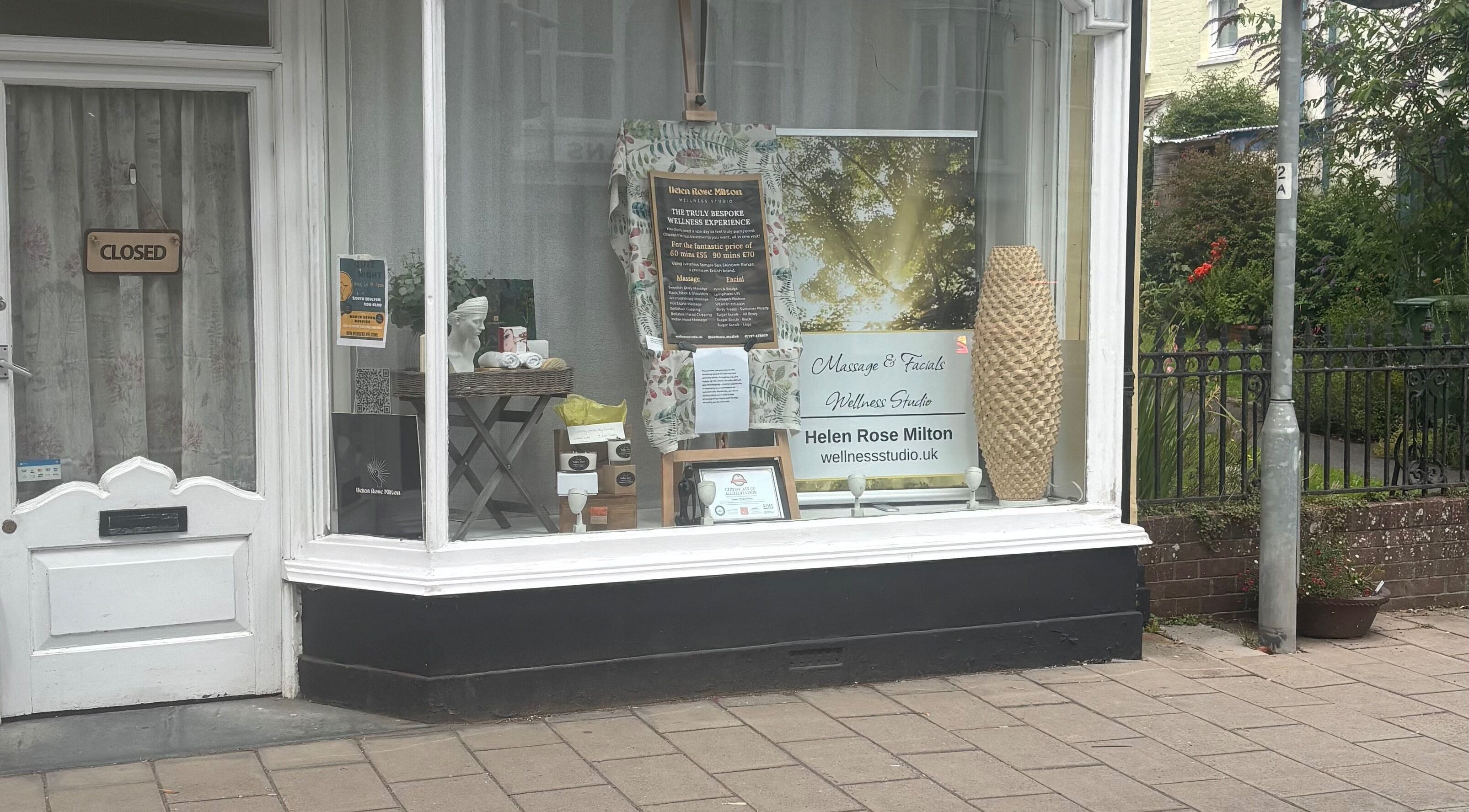 The Wellness Studio exterior in South Molton, England, GB displays serene wellness offerings.