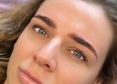 Close-up of well-groomed eyebrows at The Lab Studio in Randwick, New South Wales, AU.