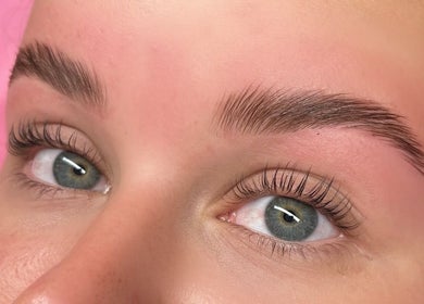 Close-up of perfectly styled eyebrows at The Lab Studio, Randwick, New South Wales, AU.