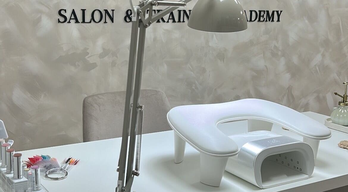 Modern nail station at Sophie M Nails, Whitworth, England, GB, showcasing elegant design and sleek equipment.