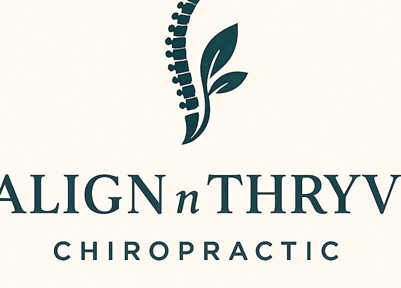 Align n' Thryve Chiropractic Clinic logo featuring a spine motif in Witchford, England, GB.