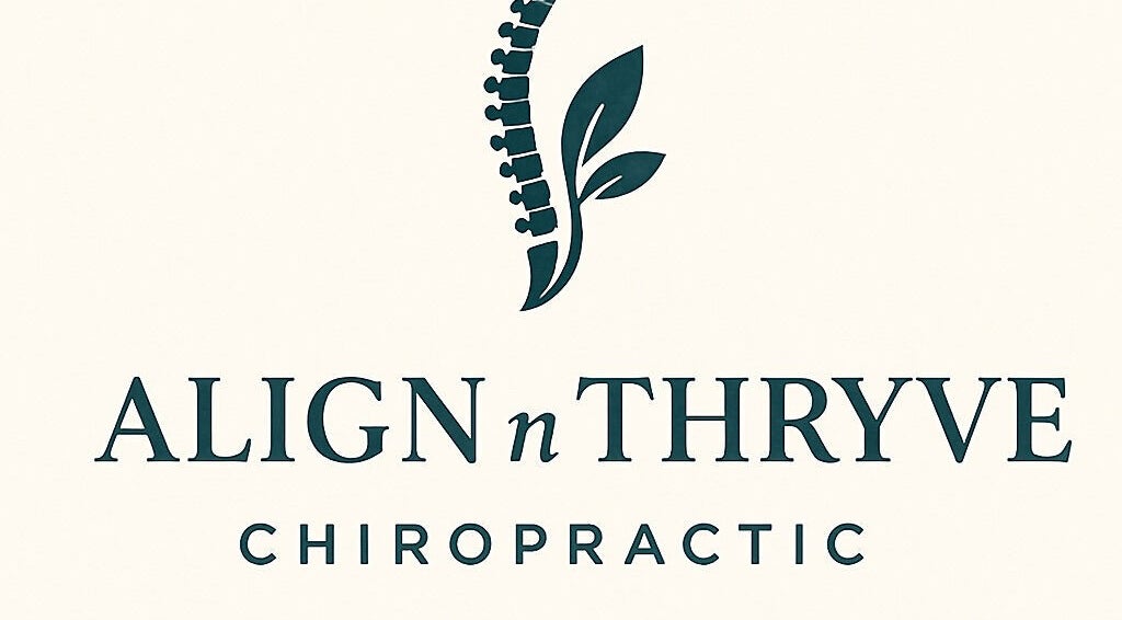Align n' Thryve Chiropractic Clinic logo featuring a spine motif in Witchford, England, GB.