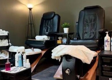 Relaxing pedicure chairs at Drift Spa @Elk Ridge, Elk Ridge, Saskatchewan, CA, offering ultimate comfort and care.