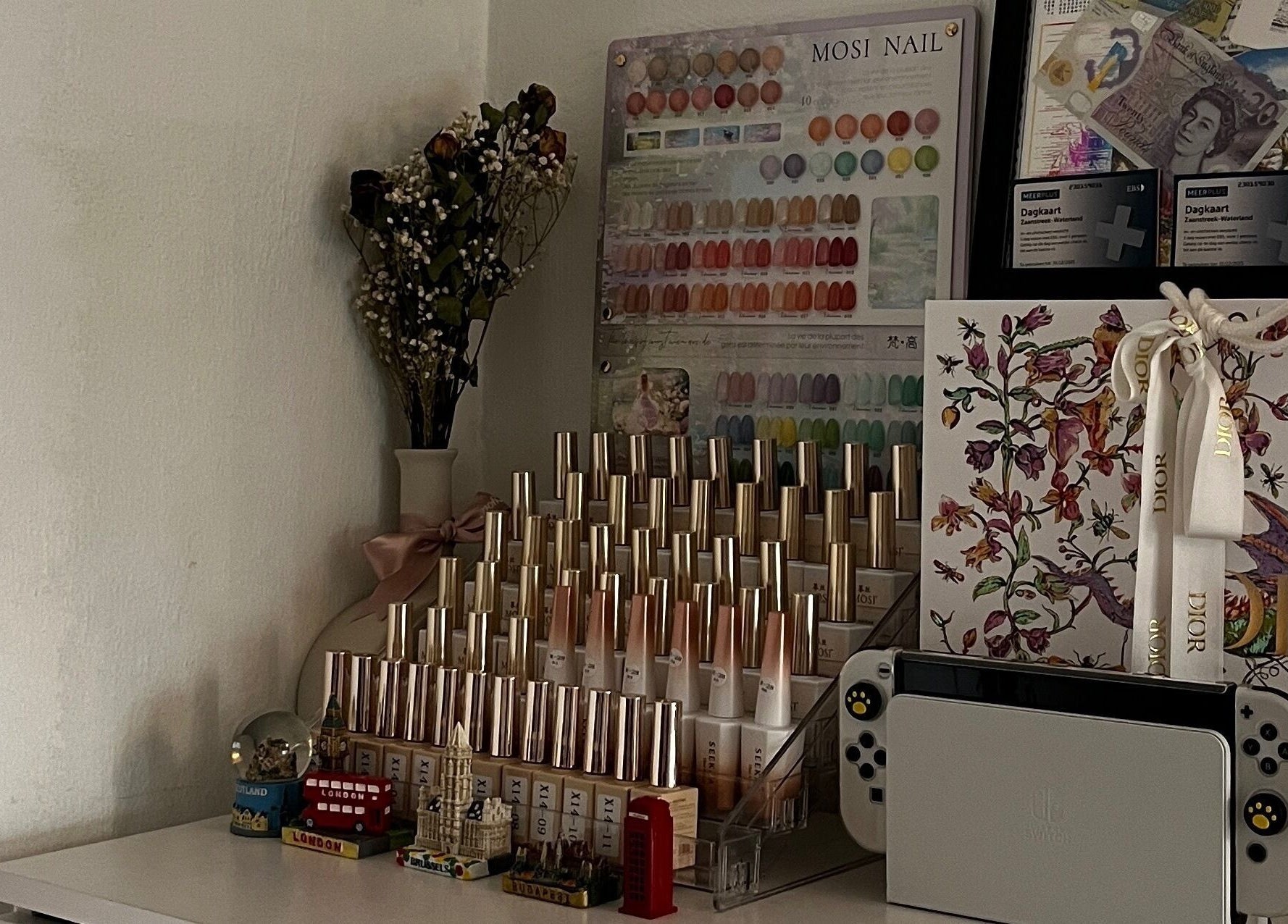 Nail polish display at Aeonian Nails, Petaling Jaya, Selangor, MY. Elegant variety of colors for a perfect manicure.