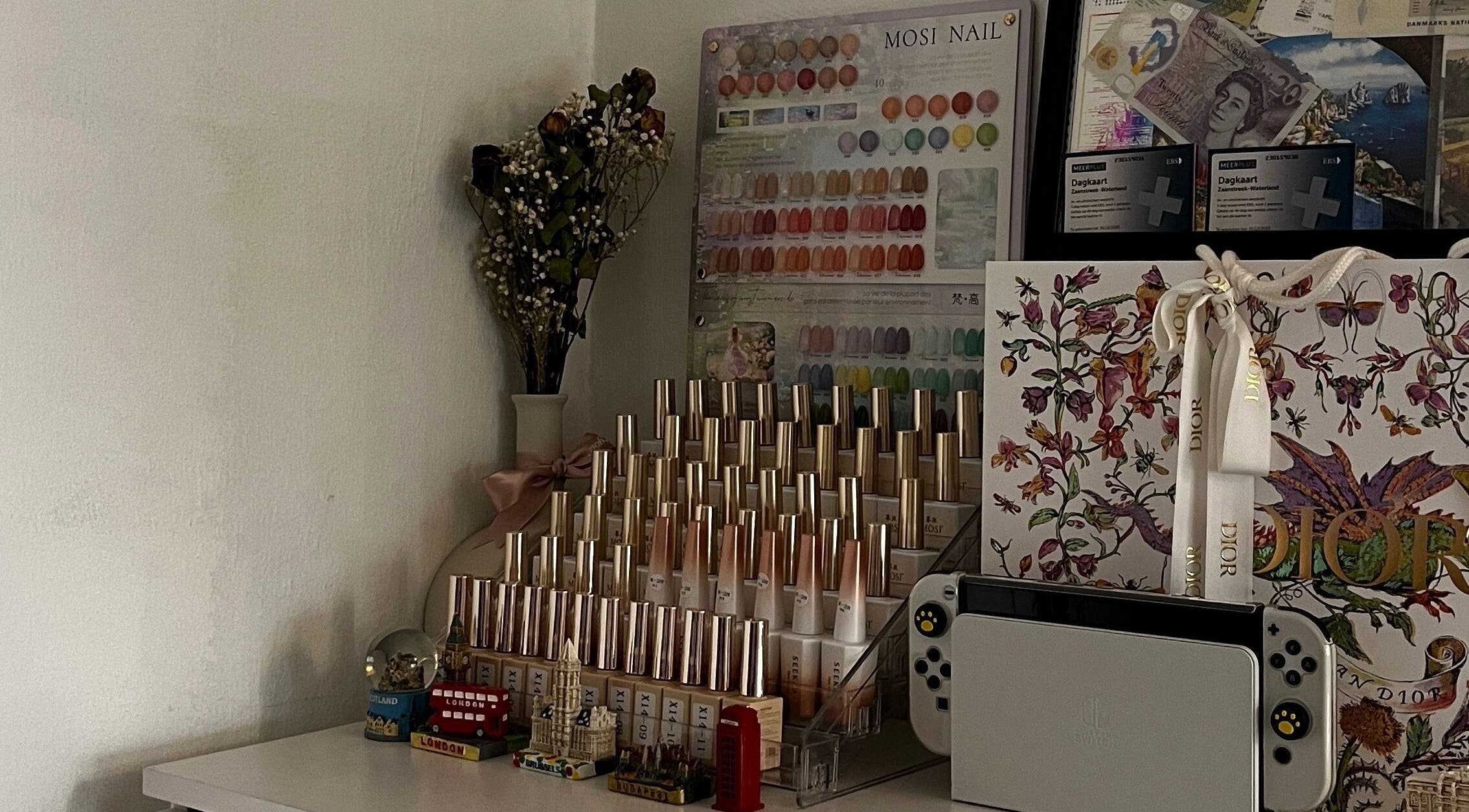 Nail polish display at Aeonian Nails, Petaling Jaya, Selangor, MY. Elegant variety of colors for a perfect manicure.