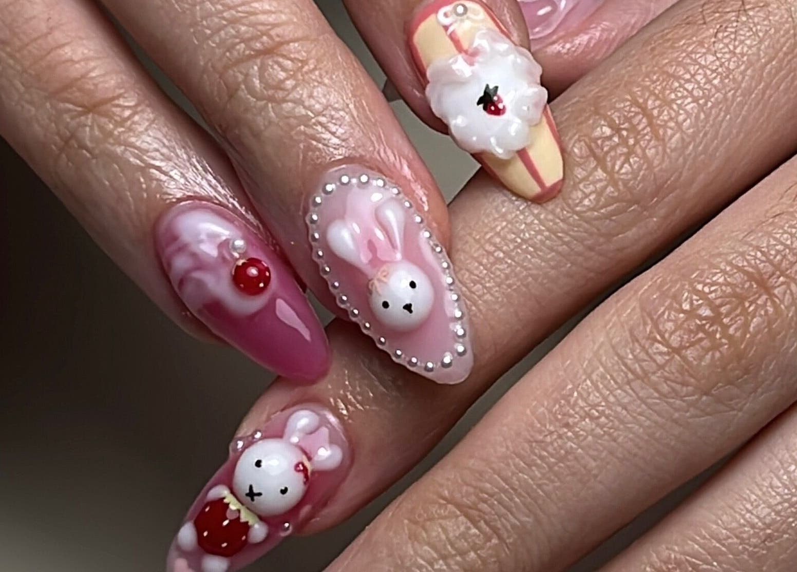 Whimsical 3D bunny nail art at Aeonian Nails, Petaling Jaya, Selangor, MY. Perfect for unique style.