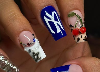 Creative nail art at Kállos Nails (Florida), Fort Lauderdale, Florida, US showcasing detailed designs.