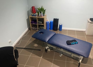 Relaxing massage room at Mary Metcalfe NeuroMuscular Massage, Warwick, Queensland, AU, featuring a comfortable treatment table.