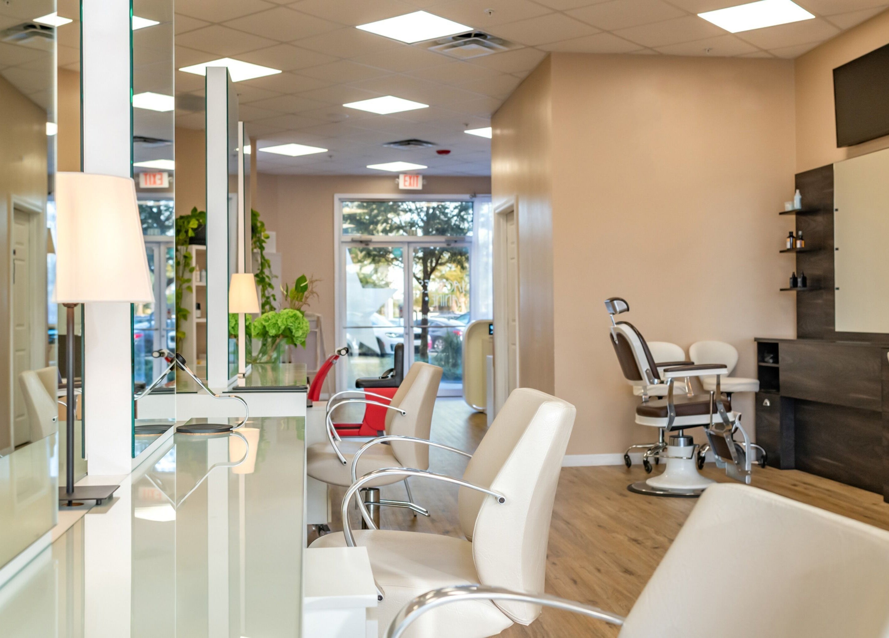 Elegant salon interior at Jacques Janine, Orlando, Florida, US with modern design and comfortable seating.