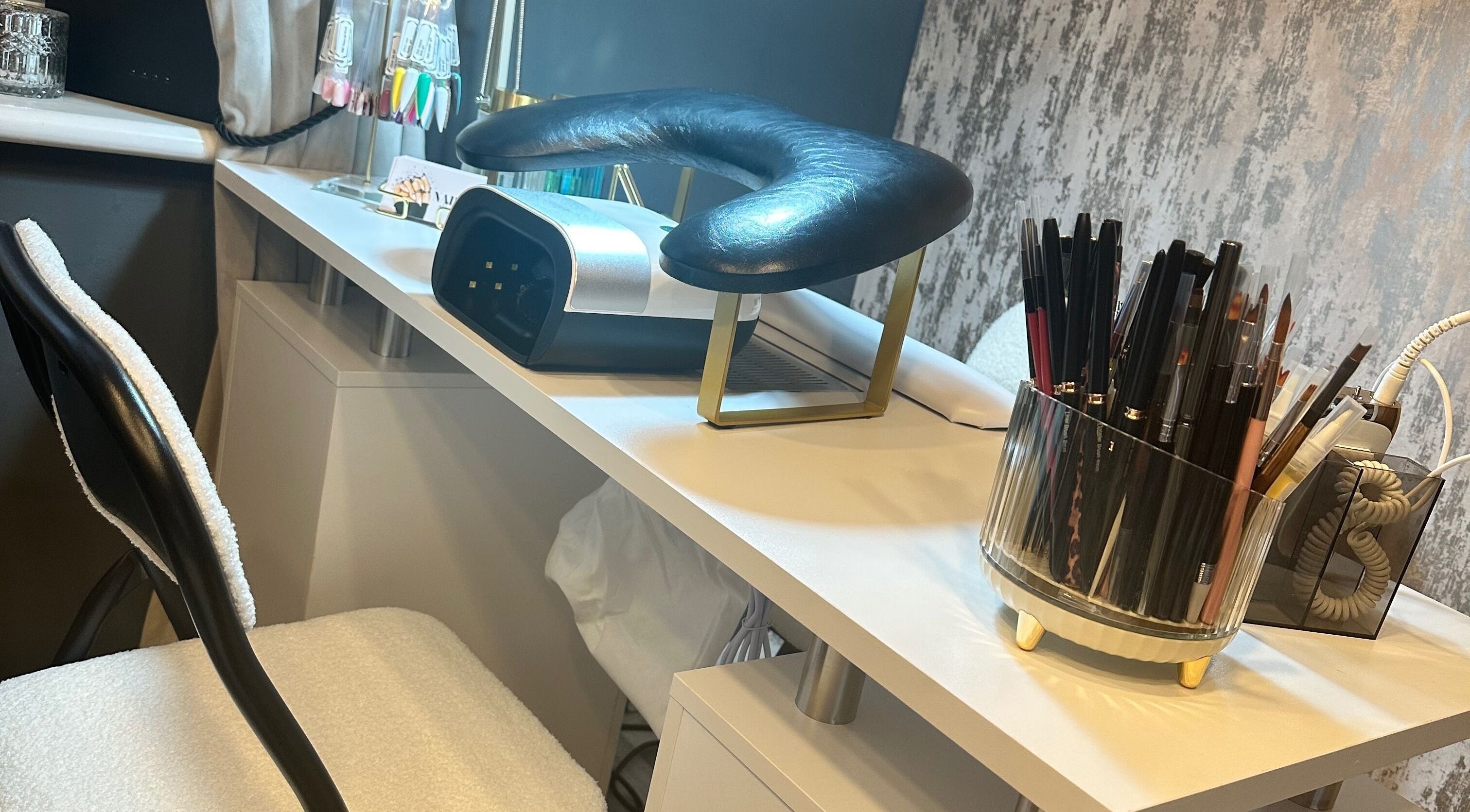 Nailed It by Victoria in Pelsall, England, GB offers a chic manicure station with tools and ergonomic support.