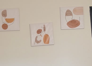 Minimalist abstract art on display at Worthy Beauty in Johannesburg, Gauteng, ZA.