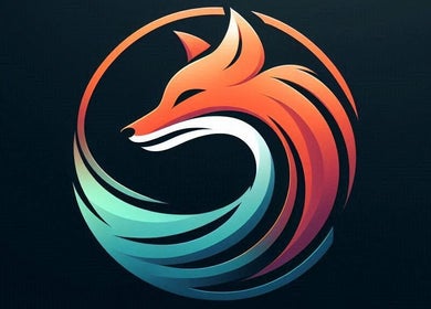 Vibrant fox and swirl logo of Jon Foxall Sports Massage, Loughborough, GB.