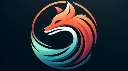 Vibrant fox and swirl logo of Jon Foxall Sports Massage, Loughborough, GB.