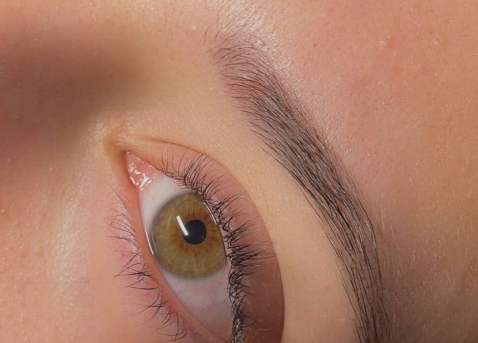 Gedetailleerde blik op een perfect verzorgd oog bij Tip-top-nailssede, Ede, Gelderland, NL.