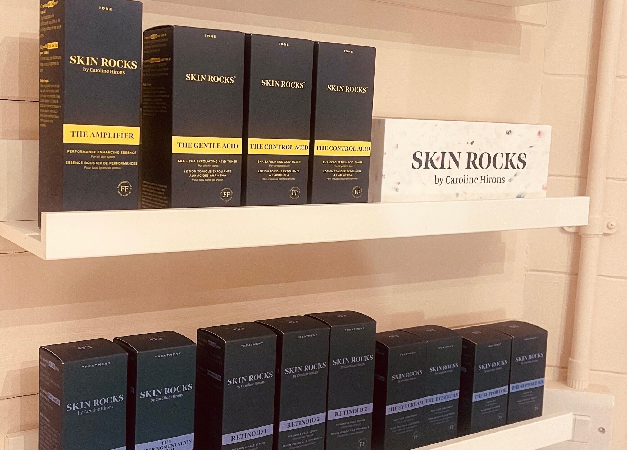 Skin Rocks products on shelf at Refresh Skin and Body, Salisbury, England, GB.