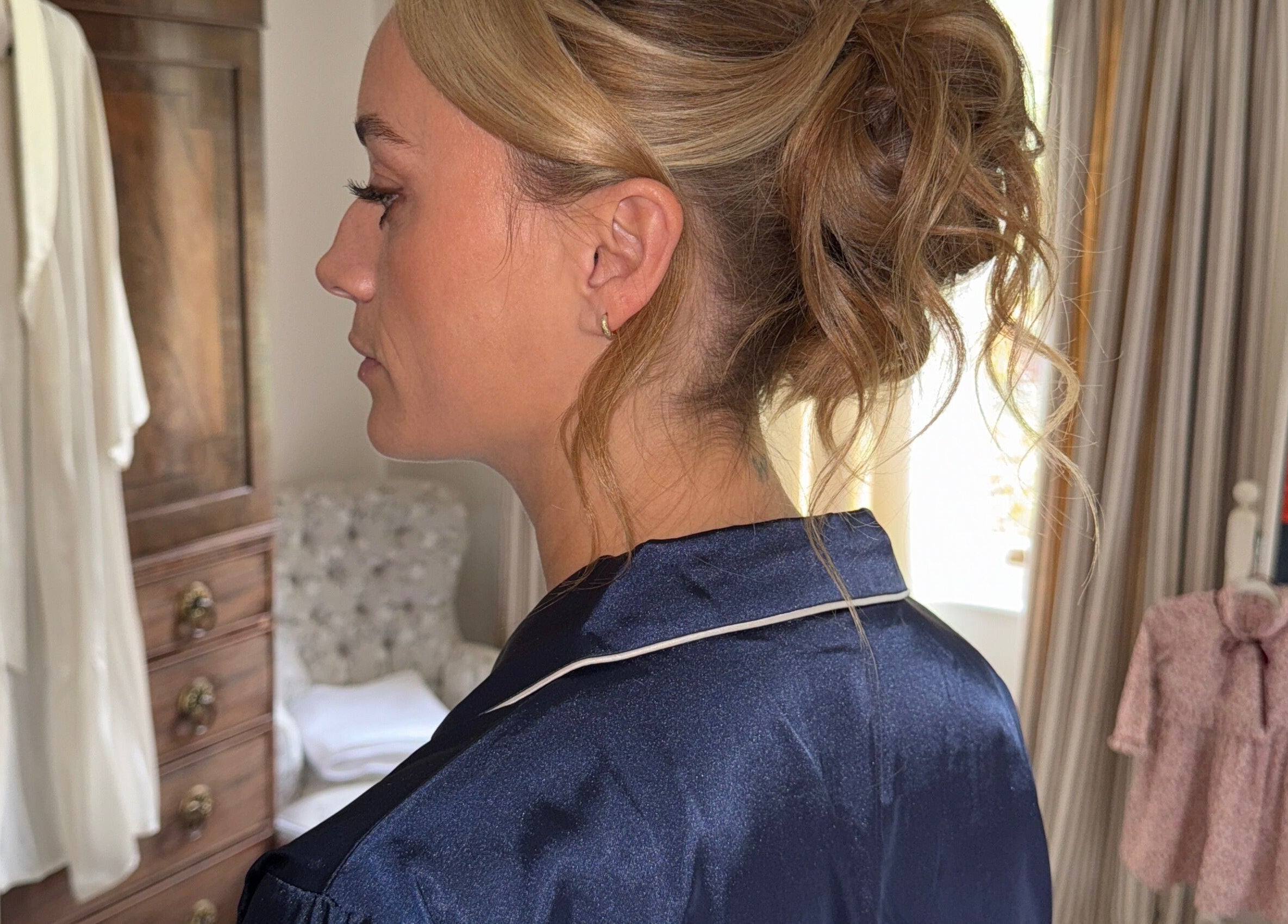 Stylish updo hairstyle at The Olive Room, Newbury, England, GB.