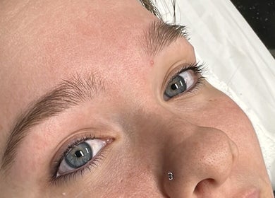 Close-up of eyes with fresh makeup at Johnny's Makeover Home Salon in Rothwell, Queensland, AU.