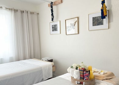 Tranquil massage room at Thai House Wellness and Spa in Sacramento, California, US with calming decor.