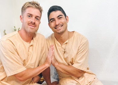 Two guests enjoying relaxation at Thai House Wellness and Spa, Sacramento, California, US.