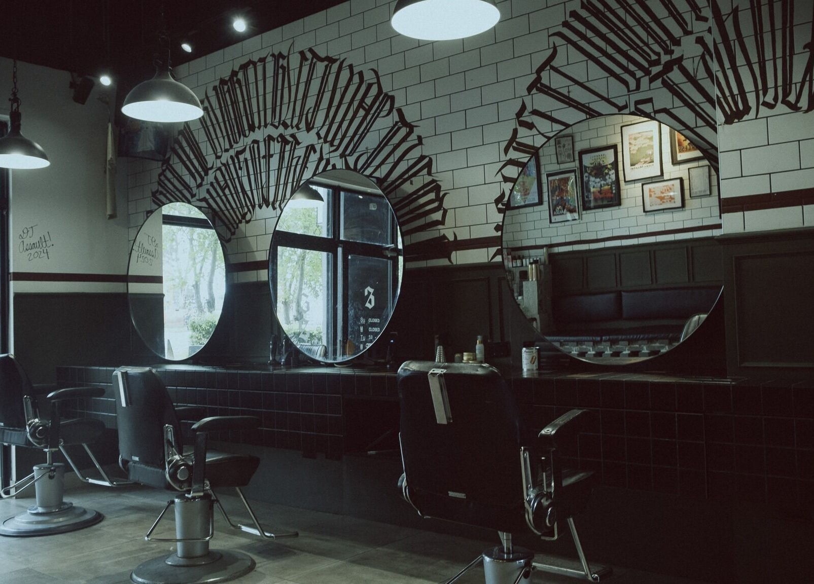 Stylish barber chairs and mirrors at 36th Chamber in Gungahlin, Australian Capital Territory, AU.