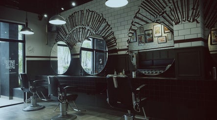 Stylish barber chairs and mirrors at 36th Chamber in Gungahlin, Australian Capital Territory, AU.