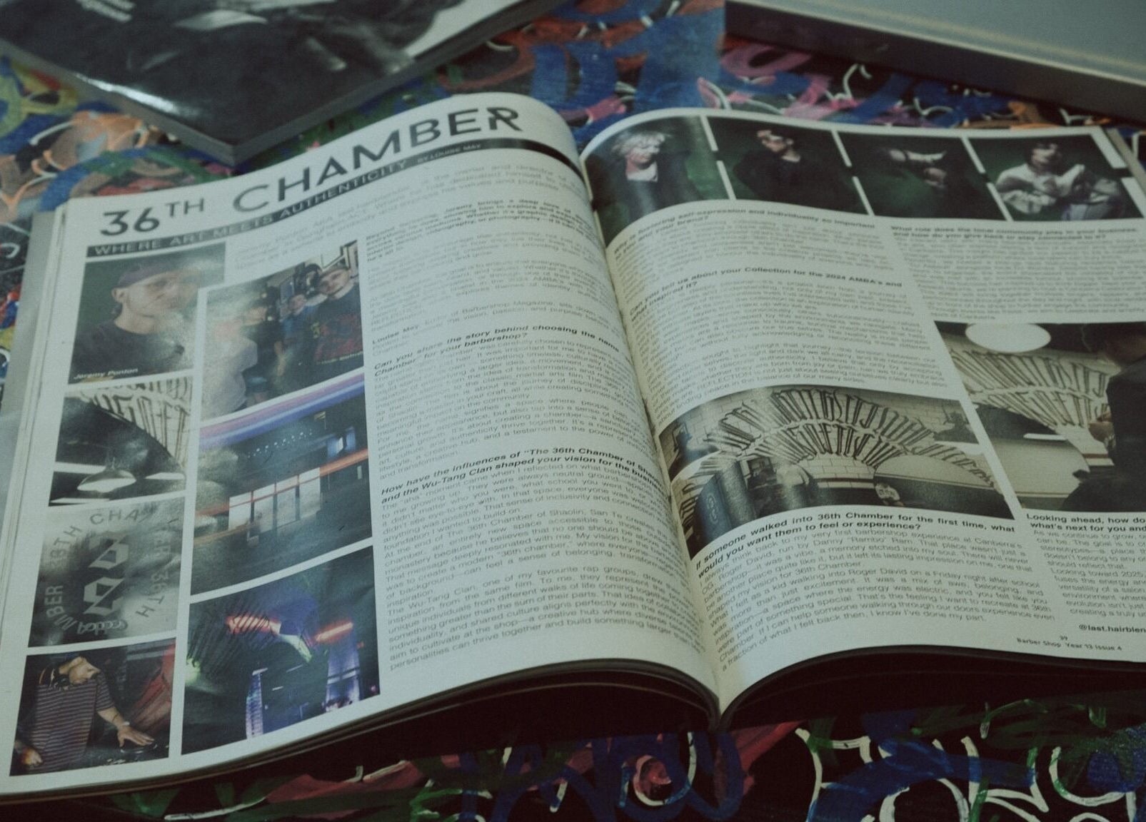 Open magazine at 36th Chamber article on colorful table in Gungahlin, Australian Capital Territory, AU.