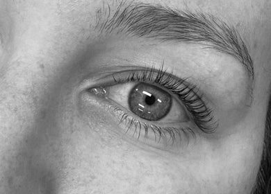 Close-up of eyelash enhancement at Glos Skin & Beauty in Helensvale, Queensland, AU.