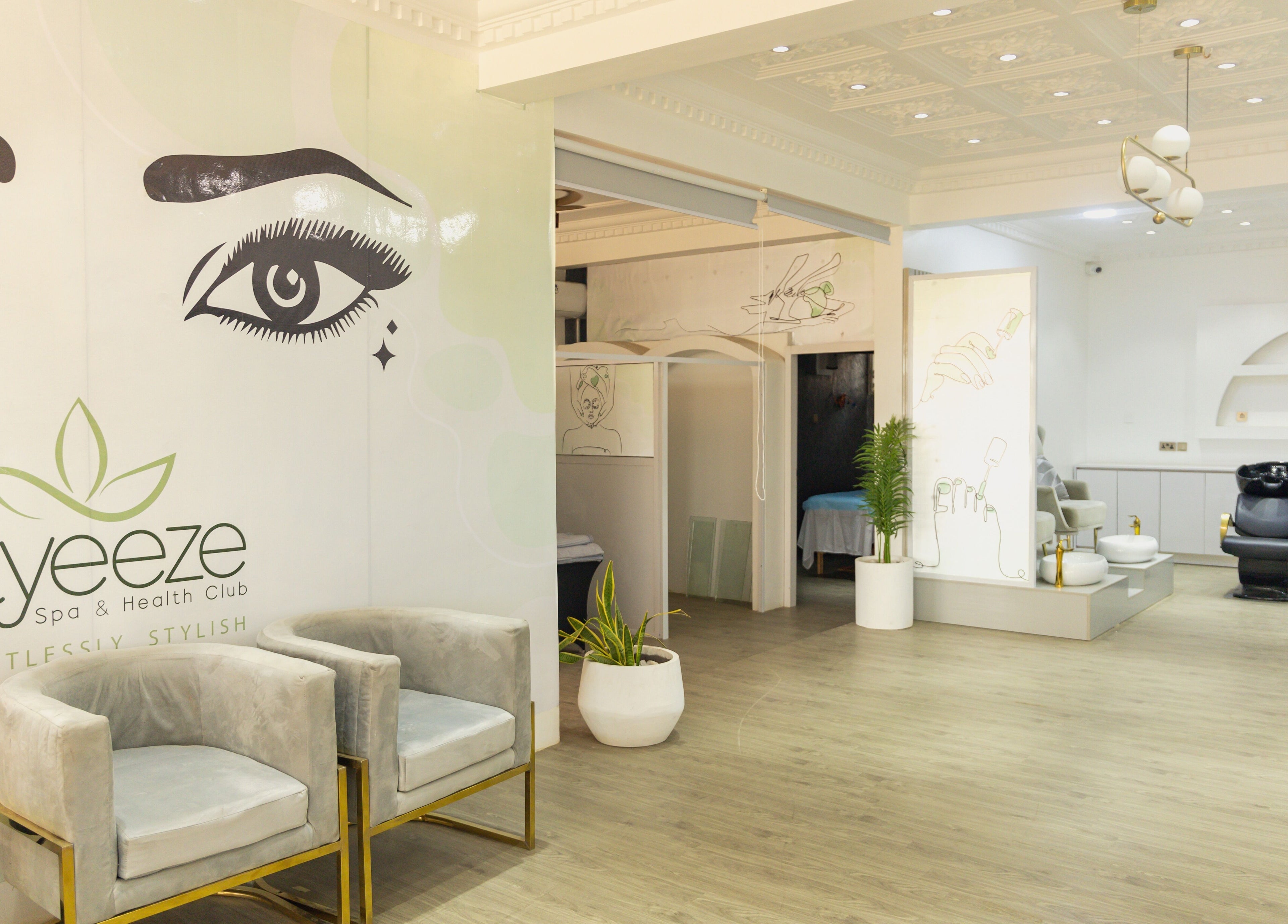 Relaxing interior of Styeeze Spa and Health Club in Greater Accra Region, GH with plush chairs and serene decor.