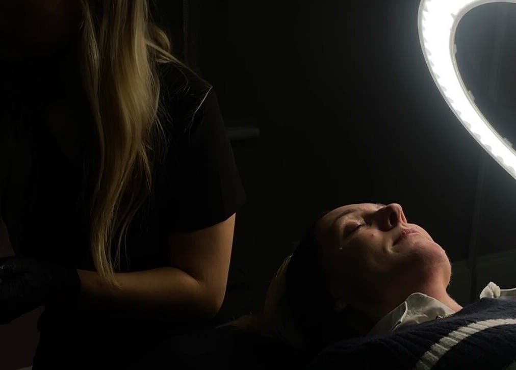 Relaxing skincare treatment at Sofia’s Skin Space in Louth, England, GB under soft lighting.