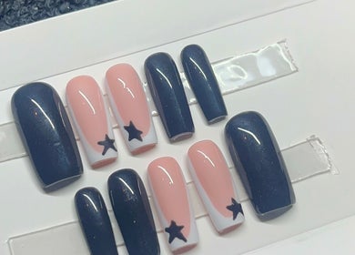 Stylish star nail designs available at Byellwhite in Blackpool, England, GB.
