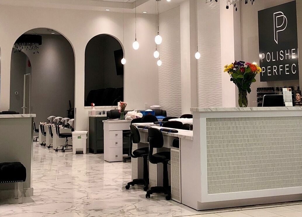 Polished Perfect Nanaimo salon interior with chic decor in Nanaimo, British Columbia, CA.
