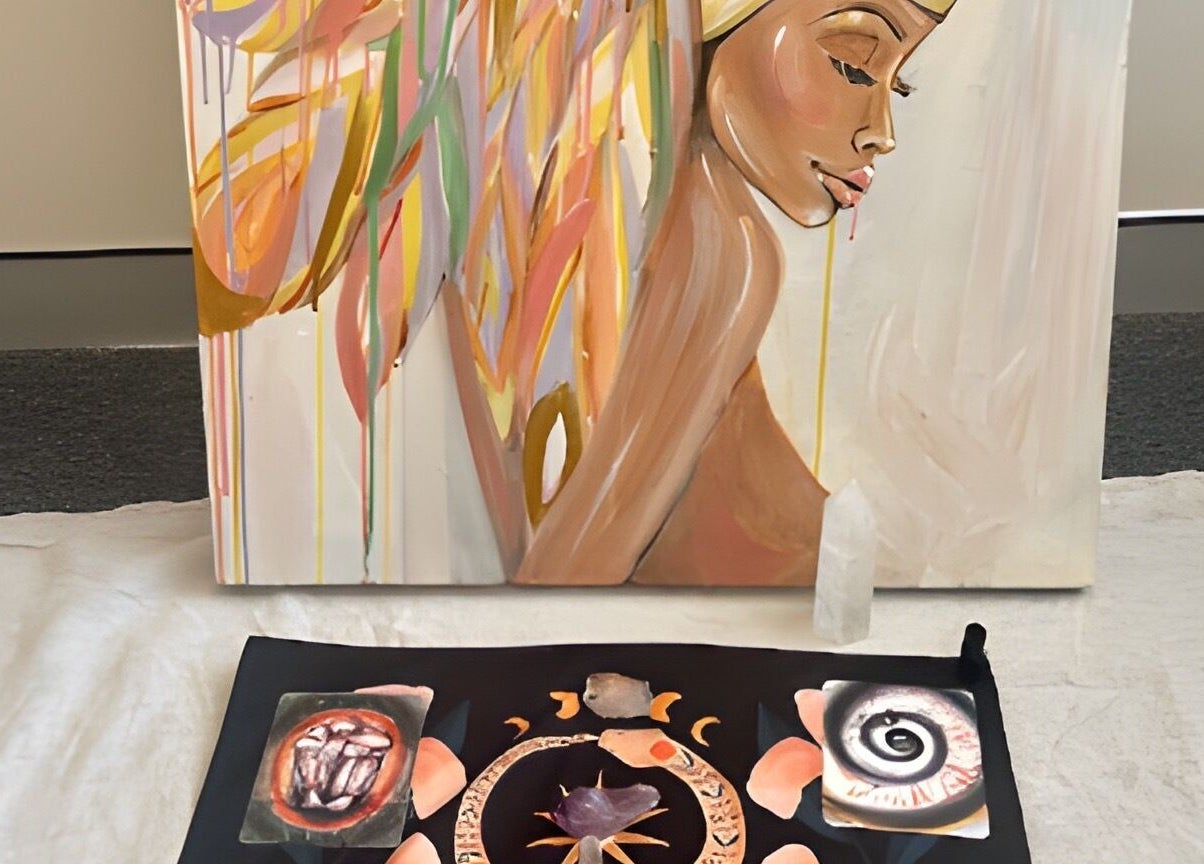 Colorful painting and tarot at Moon Star Yoga, Mona Vale, New South Wales, AU enhancing wellness ambiance.