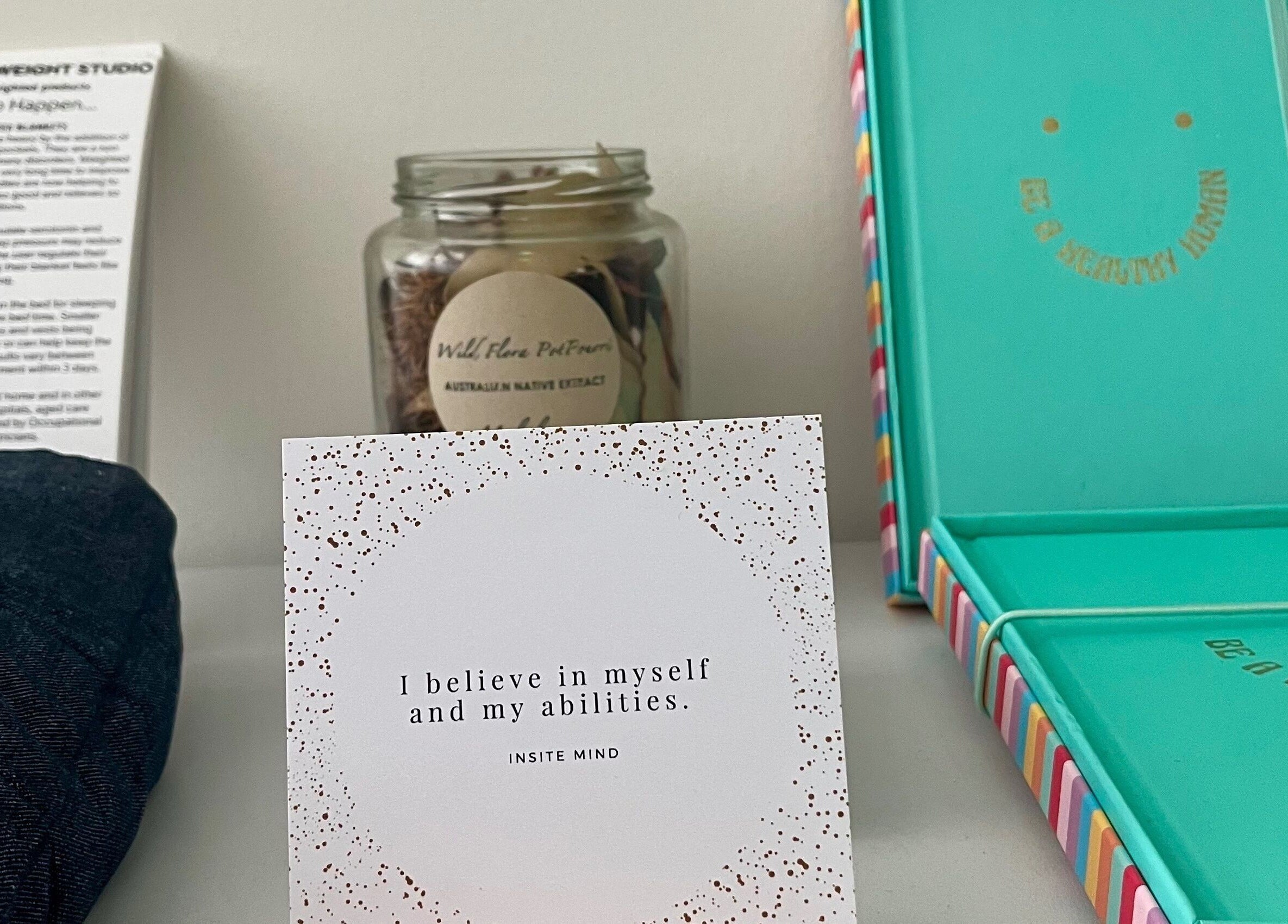 Inspirational quote card at Moon Star Yoga, Mona Vale, New South Wales, AU with natural decor.