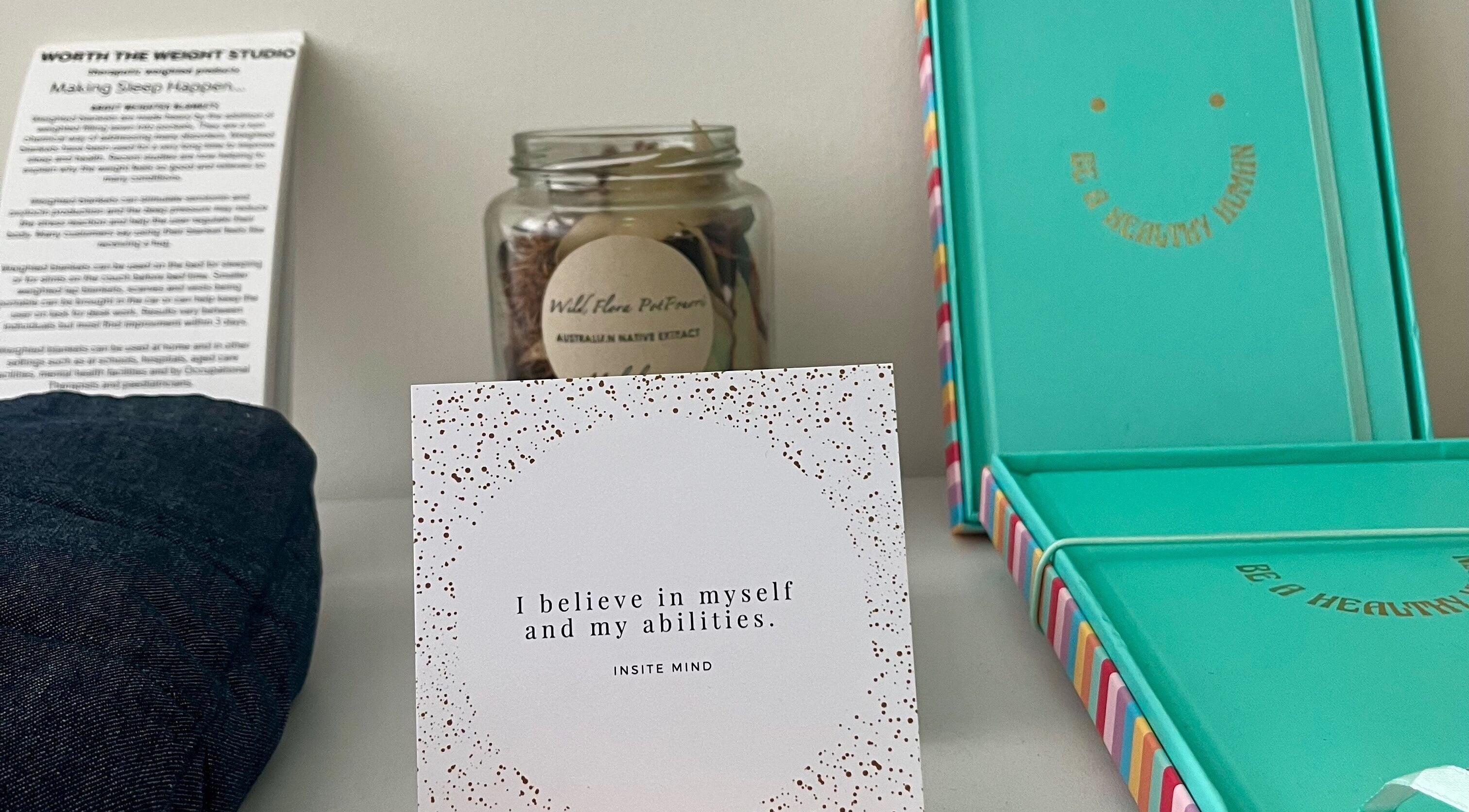 Inspirational quote card at Moon Star Yoga, Mona Vale, New South Wales, AU with natural decor.